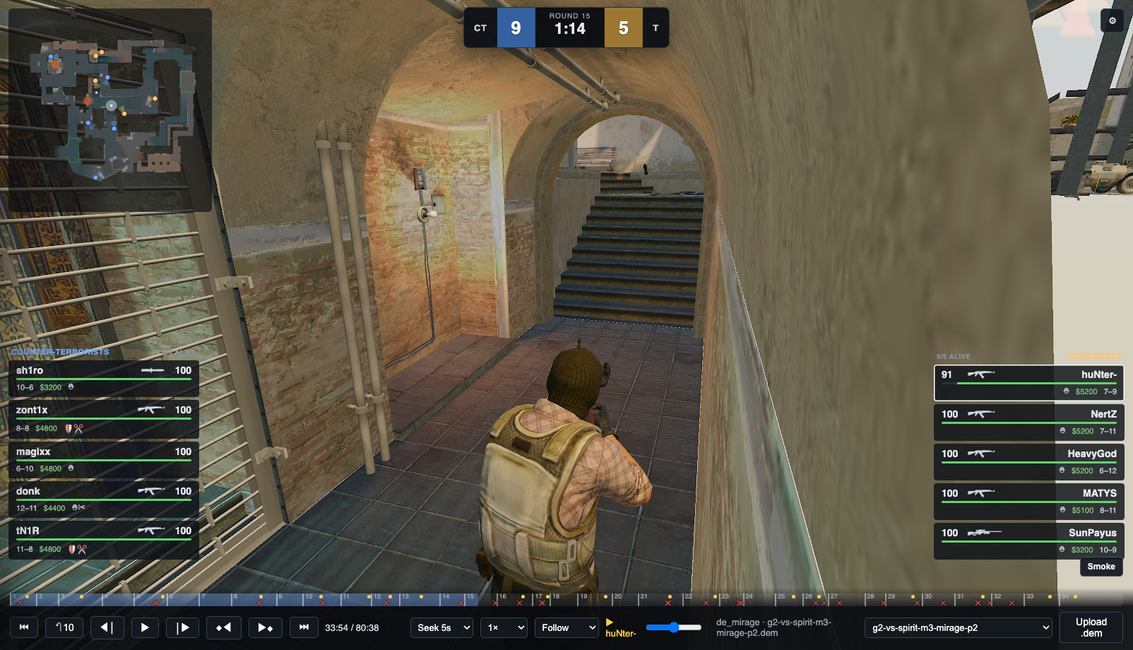 CS2 demo rendered in 3D on real map geometry